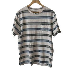 Patagonia Men’s Organic Cotton Pocket T-Shirt Striped Gray Blue Green Size Large